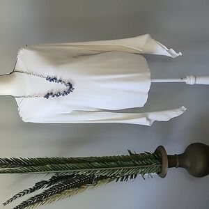 Cato cream colored boat neck knit sweater with dramatic sleeves NWT